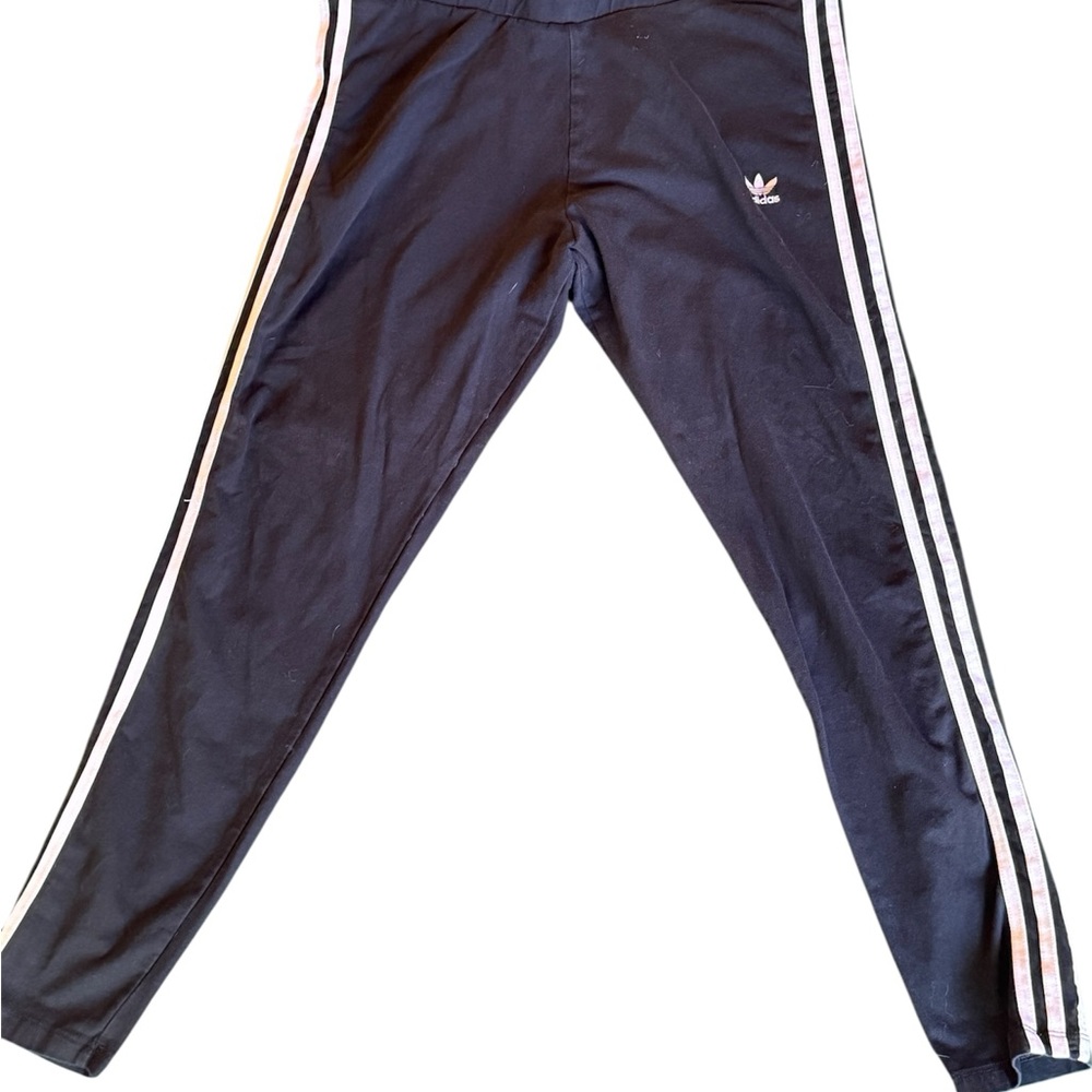 Adidas Kids black Joggers with White Stripes